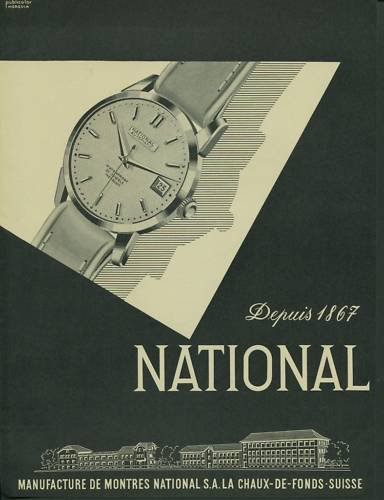 1957 National Watch Company La Chaux-de-Fonds Switzerland Vintage 1957 Swiss Ad Suisse Advert