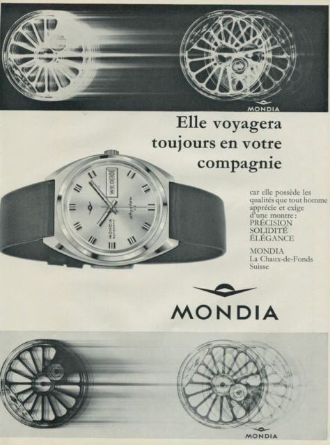 1968 Mondia Watch Company Switzerland Vintage 1968 Swiss Ad Suisse Advert Horology Horlogerie