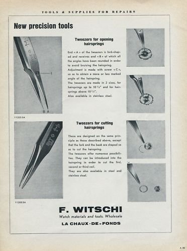 1955 F. Witschi Company Watch Tools Supplier Switzerland Vintage 1955 Swiss Ad Suisse Advert