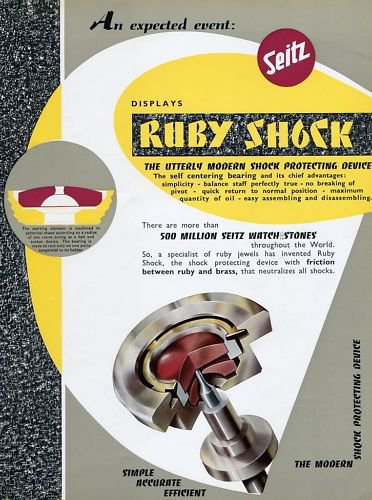 1955 Seitz Ruby Shock Company Switzerland Vintage 1955 Swiss Ad Suisse Advert