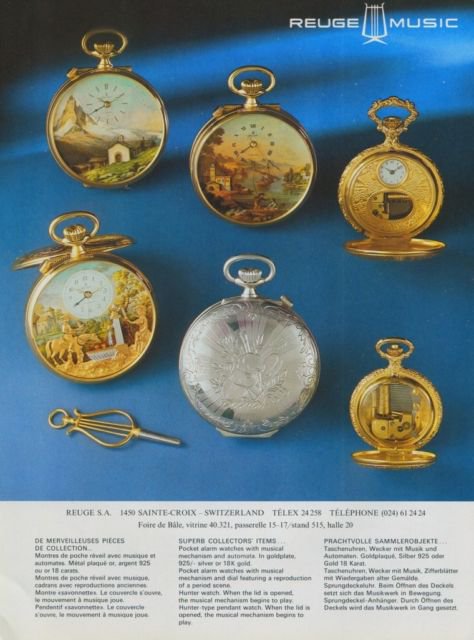 Reuge Watch Company Reuge S.A. Vintage 1977 Swiss Ad Suisse Advert Horlogerie