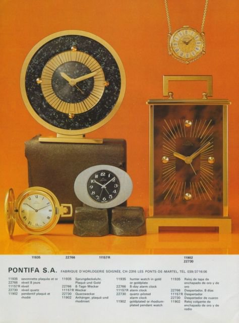Pontifa Clock Company Pontifa SA Vintage 1977 Swiss Ad Suisse Advert Horlogerie