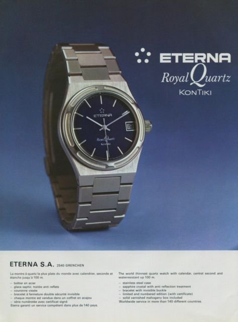 Eterna Watch Company Switzerland KonTiki Vintage 1977 Swiss Ad Suisse Advert