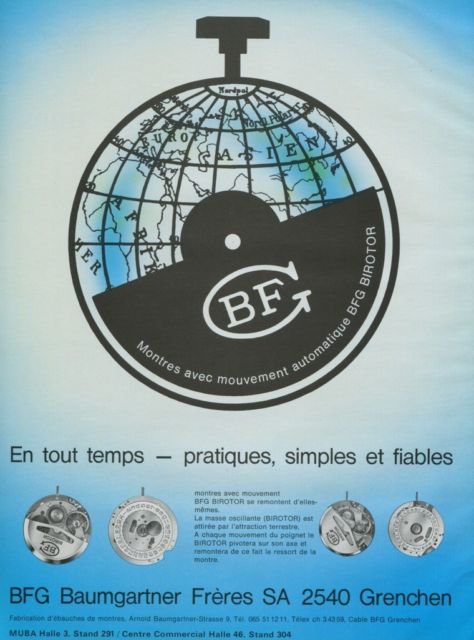 BFG Watch Company Baumgartner Freres SA Company 1977 Swiss Ad Suisse Advert