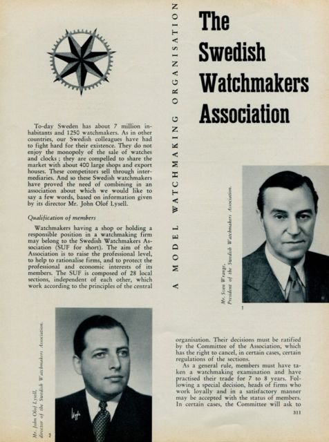 1955 Swedish Watchmakers Association Sweden 1955 Swiss Magazine Article SUF SUG Horology