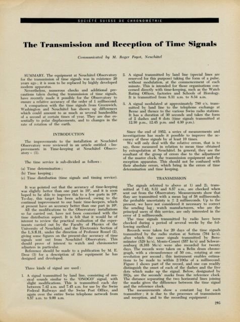 1953 The Transmission and Reception of Time Signals 1953 Swiss Magazine Article Horology
