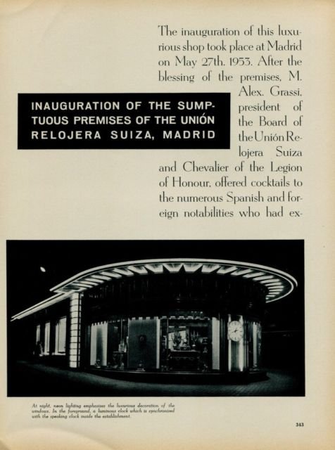1953 Inauguration of the Union Relojera Suiza Madrid 1953 Swiss Magazine Article Horology
