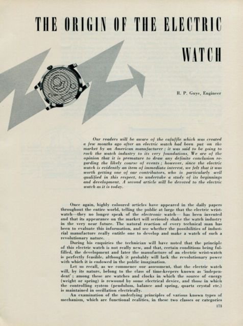 1957 The Origin of the Electric Watch Vintage 1957 Swiss Magazine Article Horlogerie Horology Suisse
