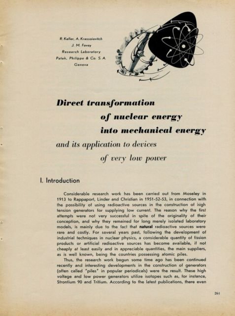 Direct Transformation of Nuclear Energy into Mechanical Energy 1955 Swiss Magazine Article