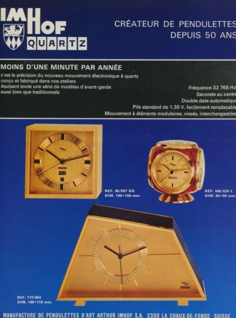 Arthur Imhof Clock Company Switzerland Vintage 1974 Swiss Ad Suisse Advert Horlogerie