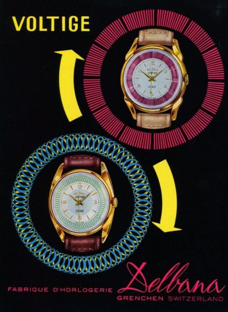 Delbana Watch Company Grenchen Switzerland 1957 Swiss Ad Suisse Advert Voltige