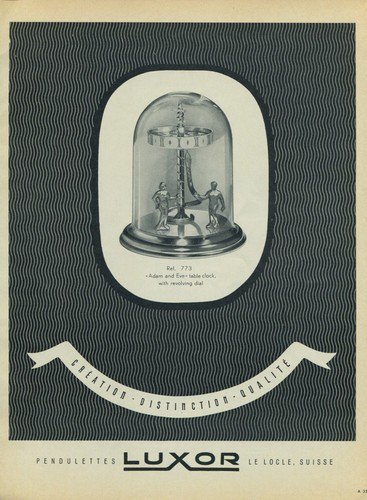 1954 Luxor Clock Company Switzerland Vintage 1954 Swiss Ad Suisse Advert