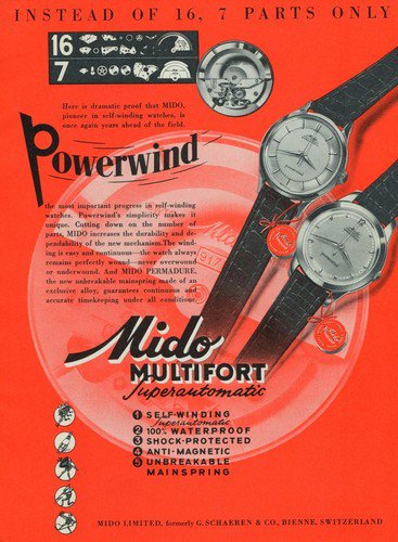 1954 Mido Watch Company Vintage 1954 Swiss Ad Suisse Advert Horology G Schaeren & Co Switzerland