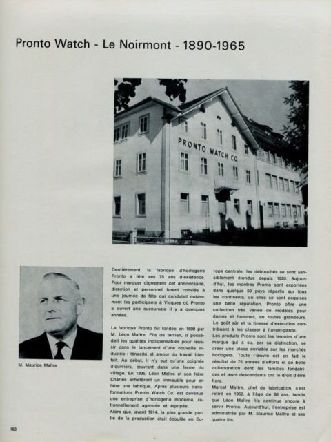 1966 Pronto Watch Company 75th Anniversary Vintage 1966 Swiss Magazine Article Suisse