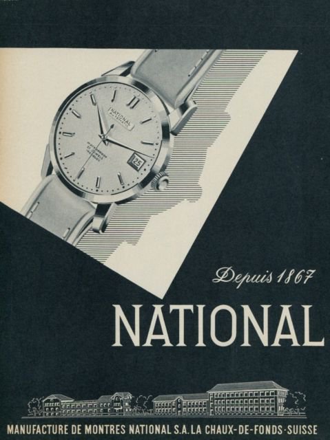 1959 National Watch Company La Chaux-de-Fonds Switzerland Vintage 1959 Swiss Ad Suisse Advert