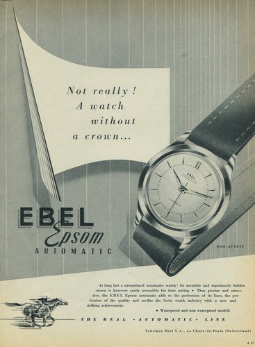 Ebel Watch Company Vintage 1954 Swiss Ad La Chaux-de-Fonds Switzerland Suisse Advert
