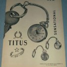 1954 Titus Watch Company Paul Ditisheim Switzerland Vintage 1954 Swiss Ad Suisse Advert