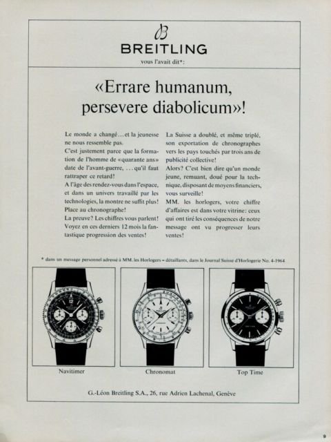Breitling Watch Company Switzerland 1966 Swiss Ad Suisse Horlogerie Advert