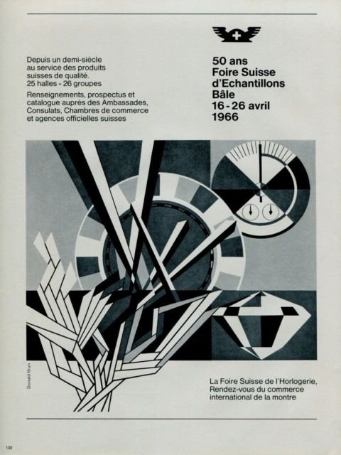 1966 Swiss Watch Fair 50th Anniversary Swiss Ad Suisse Advert  50 Ans Foire