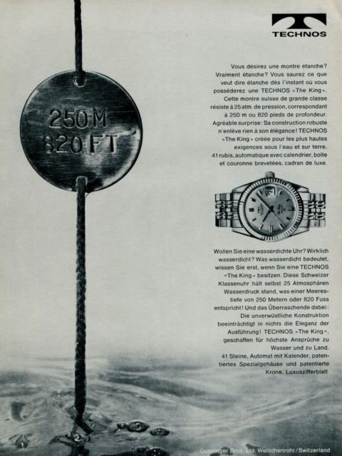 1966 Technos Watch Company Switzerland 1966 Swiss Ad Gunzinger Brothers Suisse Advert