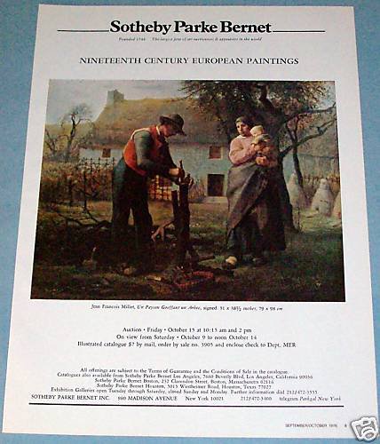 Jean Francois Millet Un Paysan Greffant 1976 Art Ad Advertisement