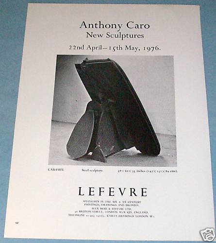 1976 Sculptor Anthony Caro Vintage 1976 Art Exhibition Ad Advert Lefevre Gallery, London