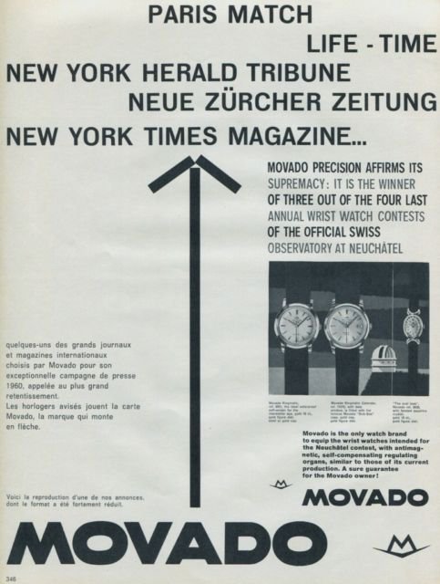 1960 Movado Watch Company Switzerland Vintage 1960 Swiss Ad Suisse Advert Horlogerie Horology