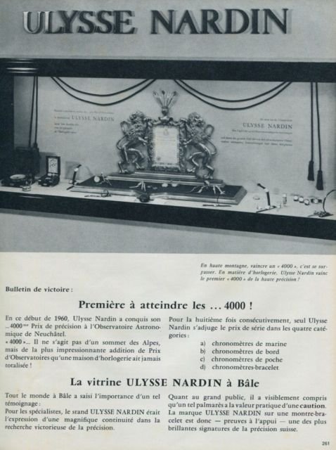1960 Ulysse Nardin Watch Company Switzerland Vintage 1960 Swiss Ad Suisse Advert Horlogerie