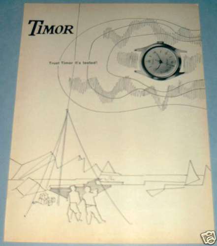1954 Timor Watch Company La Chaux-de-Fonds Switzerland 1954 Swiss Ad Suisse Advert