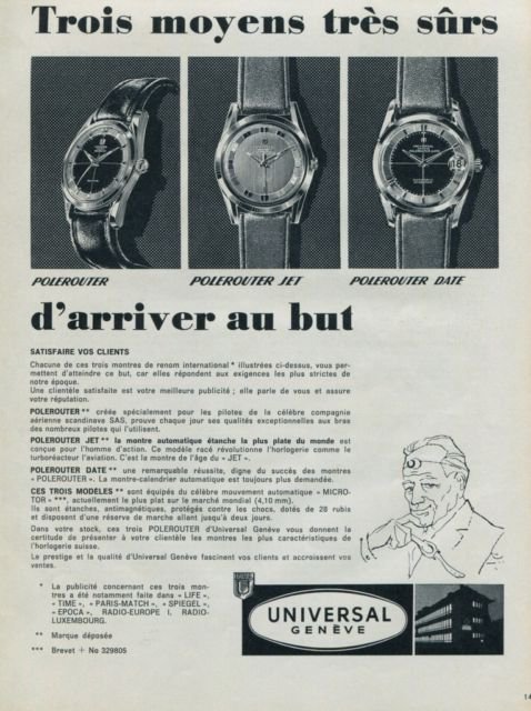 1960 Universal Watch Company Switzerland Vintage 1960 Swiss Ad Universal Geneve Suisse Advert
