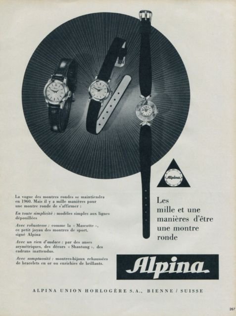 Alpina Watch Company Bienne Switzerland 1960 Swiss Ad Suisse Horlogerie Advert