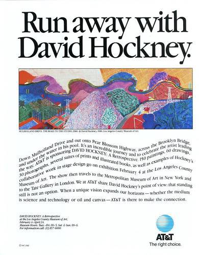 David Hockney 1988 Art Exhibition Ad AT&T Mulholland Drive