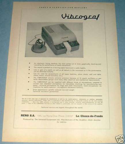 1954 Vibrograf Watch Machine Company Switzerland 1954 Swiss Ad Suisse Advert