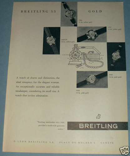 Breitling Watch Company 1955 Swiss Ad Geneva Switzerland Geneve Suisse Advert