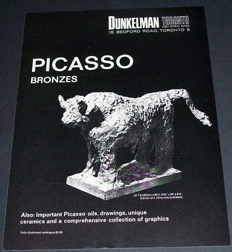 1971 Picasso Le Taureau 1971 Art Exhibition Ad Advert Dunkelman Toronto