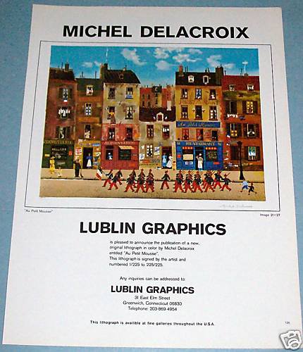 1976 Michel Delacroix Au Petit Mousse Vintage 1976 Art Ad Advertisement