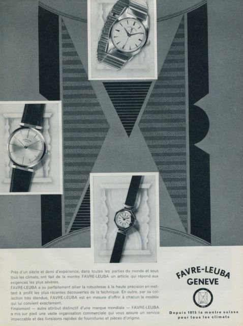 1960 Favre-Leuba Watch Company Geneva Switzerland Vintage 1960 Swiss Ad Suisse Advert Horology