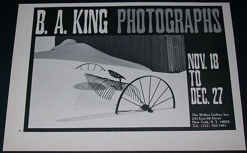 1971 Photographer B.A. King Vintage 1971 Art Exhibition Ad Advert The Witkin Gallery, NY