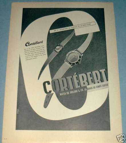 Cortebert Watch Company Vintage 1954 Swiss Ad Switzerland Suisse Advert Horlogerie