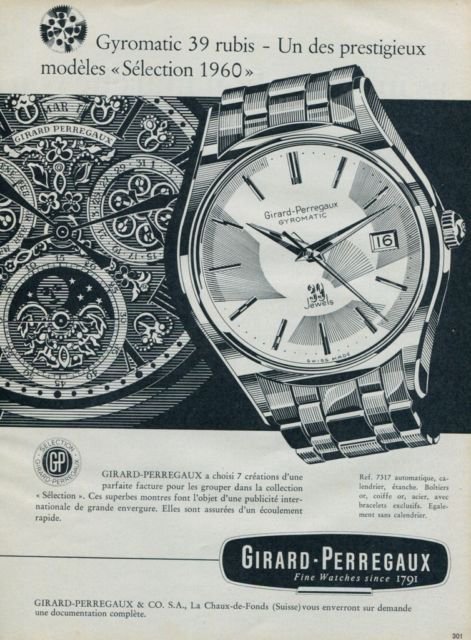 1960 Girard Perregaux Watch Company Switzerland Vintage 1960 Swiss Ad Suisse Advert Horlogerie