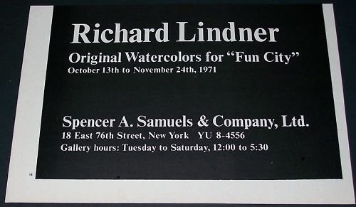 1971 Richard Lindner Fun City Vintage 1971 Art Exhibition Ad Advert Advertisement