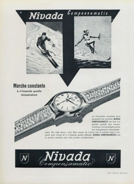 1956 Nivada Watch Company Switzerland Vintage 1956 Swiss Ad Suisse Advert