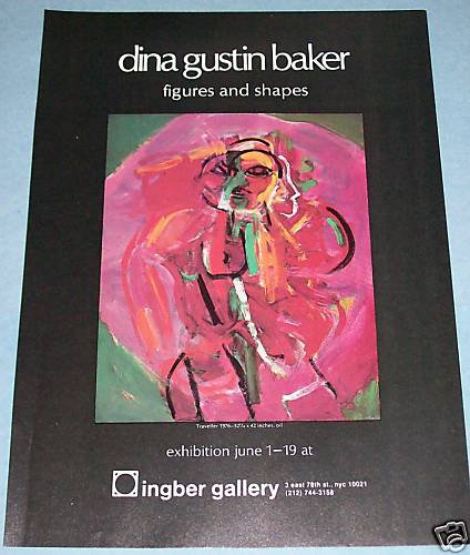 Dina Gustin Baker Vintage 1976 Art Exhibition Ad Figures & Shapes Ingber Gallery, NYC