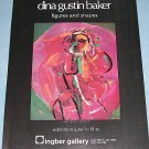 Dina Gustin Baker Vintage 1976 Art Exhibition Ad Figures & Shapes Ingber Gallery, NYC