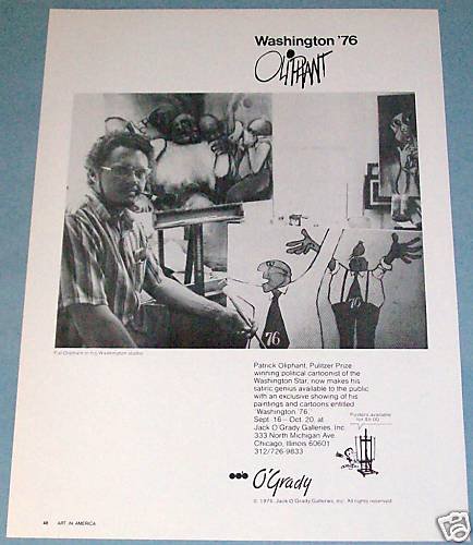 1976 Patrick Oliphant Washington '76 1976 Art Exhibition Ad Advert Advertisement