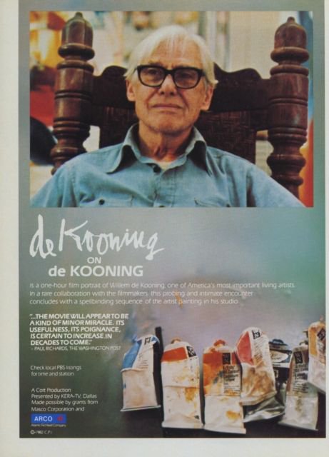 Willem de Kooning 1982 Art Ad Advert de Kooning on de Kooning Advertisement