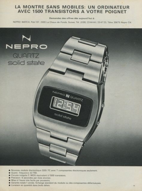 1974 Nepro Watch Company La Chaux-de-Fonds Switzerland Vintage 1974 Swiss Ad Suisse Advert