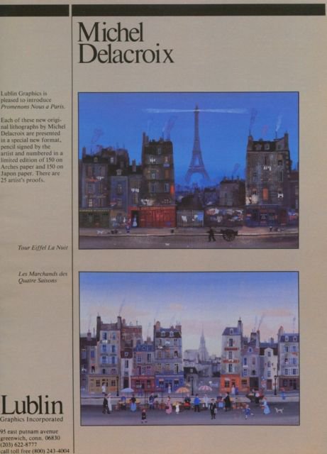 Michel Delacroix Tour Eiffel La Nuit 1982 Art Ad Advert Advertisement