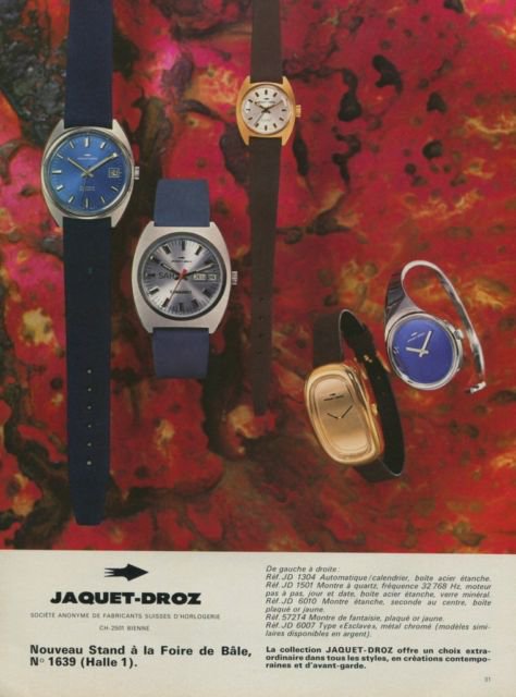 1974 Jaquet-Droz Watch Company Bienne Switzerland Vintage 1974 Swiss Ad Suisse Advert