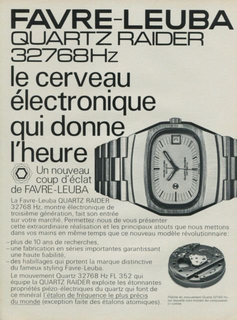 1974 Favre-Leuba Watch Company Quartz Raider Advert Vintage 1974 Swiss Ad Suisse Advert